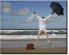 Man jumping on beach